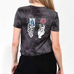 Empyre Yohanna Skeleton Hand Black Tie Dye Crop T-Shirt